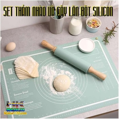 SET TẤM THẢM NHÀO BỘT VÀ CÂY LĂN BỘT LÀM BÁNH CHẤT LIỆU SILICON