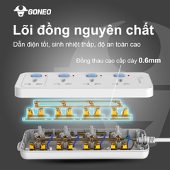 Ổ Cắm Điện Chống Cháy GONEO 4 Ổ Đa Năng 4 Công Tắc – Công Suất 10A/250/2500W – Trắng – Chính Hãng (N3040)