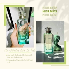 Set nước hoa HERMES Jardin Sur Le Nil EDT 100ml + 15ml + 40ml gel tắm + túi vải