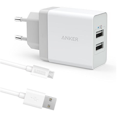 Sạc Anker 2 Cổng, 24W PowerPort 2 kèm cáp micro USB - B2021
