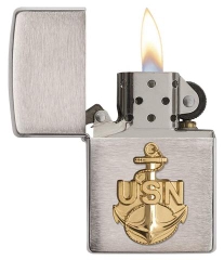 Zippo US Navy Anchor Emblem Brushed Chrome 2