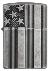 Zippo Armor US Flag Antique Silver Plate 1