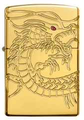 Zippo Red Eyed Dragon 360 Degree Engraving Gold Plate 2