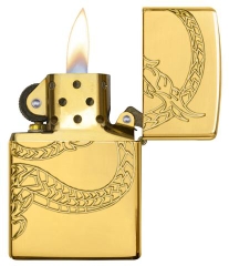 Zippo Red Eyed Dragon 360 Degree Engraving Gold Plate 5