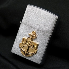 Zippo US Navy Anchor Emblem Brushed Chrome 5