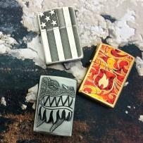 Zippo Armor US Flag Antique Silver Plate 5