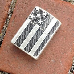 Zippo Armor US Flag Antique Silver Plate 6