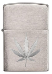 Zippo Chrome Marijuana Leaf Design 29587 1