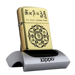 Zippo Khắc Om Mani Padme Hum Đồng Nguyên Khối Vỏ Dày | Made In USA