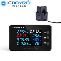 Đồng hồ đo điện 100A KWS-AC301 8 chức năng, cảm biến riêng loại kẹp dây