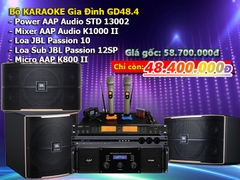 Bộ Karaoke Gia Đình GD48.4 Cao Cấp Đẩy AAP 10002, Mixer K1000ii, Loa JBL Pasion10