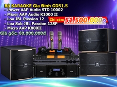 Bộ Karaoke Gia Đình Cao Cấp GD51.5 Đẩy AAP 10002, Mixer K1000ii, Loa JBL Pasion12