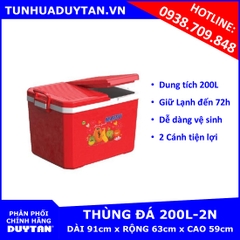 Thùng đá Duy Tân 200L 2 Cánh (Đỏ) giữ lạnh đến 72h với công nghệ PU FOAM