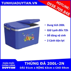 Thùng đá Duy Tân 200L 2 Cánh (Xanh) giữ lạnh đến 72h với công nghệ PU FOAM