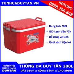 Thùng đá Duy Tân 200L  (Đỏ) giữ lạnh đến 72h với công nghệ PU FOAM