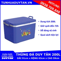 Thùng đá Duy Tân 200L  (Xanh) giữ lạnh đến 72h với công nghệ PU FOAM