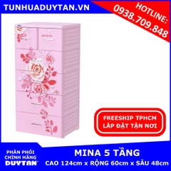 Tủ nhựa Duy Tân MINA 5 tầng  màu Hồng mẫu mới 2020