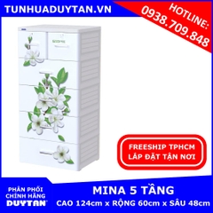 Tủ nhựa Duy Tân MINA 5 tầng  màu Trắng mẫu mới 2020