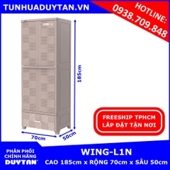 Tủ nhựa Duy Tân WING L1N 1 buồng treo dành cho người lớn (màu XÁM) tặng kèm 10 móc nhựa Duy Tân