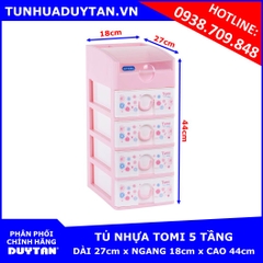 Tủ nhựa Duy Tân TOMI 5 tầng (Hồng)