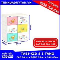 Tủ nhựa Duy Tân TABI KIDS 3 tầng 6 ngăn Đa Sắc