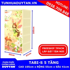 Tủ nhựa Duy Tân TABI S 5 tầng (Kem Mẫu Mới)