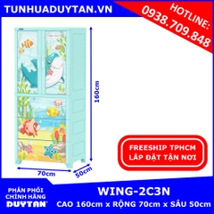 Tủ nhựa Duy Tân WING 2C-3N 1 buồng treo và 3 ngăn kéo đựng quần áo màu Dương tặng kèm 10 móc nhựa Duy Tân