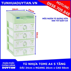 Tủ nhựa Duy Tân TOMI A4 5 tầng (Lá)