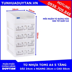 Tủ nhựa Duy Tân TOMI A4 5 tầng (Trắng)