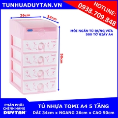 Tủ nhựa Duy Tân TOMI A4 5 tầng (Hồng)