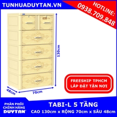 Tủ nhựa Duy Tân TABI-L 5 tầng (Kem Điêu Khắc)