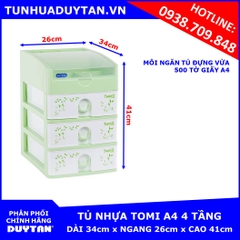 Tủ nhựa Duy Tân TOMI A4 4 tầng(Lá)