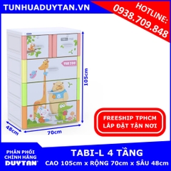 Tủ nhựa Duy Tân TABI-L 4 tầng (Đa sắc Vườn Thú)