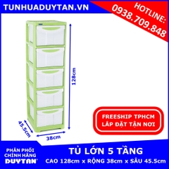 Tủ nhựa Duy Tân Lớn 5 tầng màu Lá