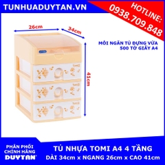 Tủ nhựa Duy Tân TOMI A4 4 tầng (Kem)