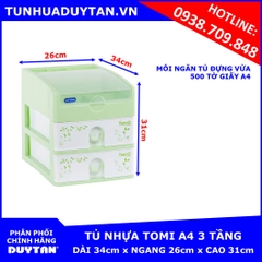 Tủ nhựa Duy Tân TOMI A4 3 tầng (Lá)