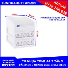 Tủ nhựa Duy Tân TOMI A4 3 tầng (Trắng)