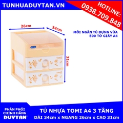 Tủ nhựa Duy Tân TOMI A4 3 tầng (Kem)