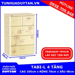 Tủ nhựa Duy Tân TABI-L 4 tầng (Kem Vân Gỗ)