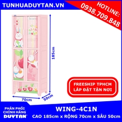 Tủ nhựa Duy Tân WING 4C1N 2 buồng treo và 1 ngăn kéo đựng quần áo màu  tặng kèm 10 móc nhựa Duy Tân