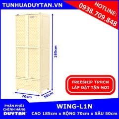 Tủ nhựa Duy Tân WING L1N 1 buồng treo dành cho người lớn (màu KEM) tặng kèm 10 móc nhựa Duy Tân