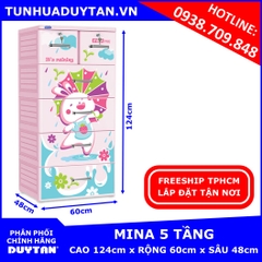 Tủ nhựa Duy Tân MINA 5 tầng  màu Hồng mẫu mới 2019