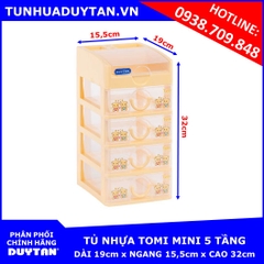 Tủ nhựa Duy Tân TOMI MINI 5 tầng  (Kem)