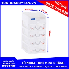 Tủ nhựa Duy Tân TOMI MINI 5 tầng (Trắng)