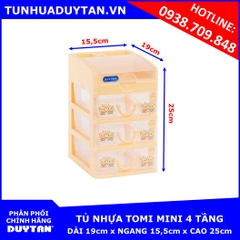 Tủ nhựa Duy Tân TOMI MINI 4 tầng  (Kem)