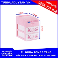 Tủ nhựa Duy Tân TOMI 3 tầng (Hồng)