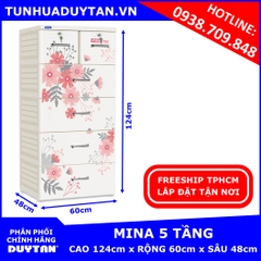 Tủ nhựa Duy Tân MINA 5 tầng  màu Xám mẫu mới 2019