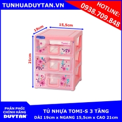 Tủ nhựa Duy Tân TOMI-S 3 tầng (HỒNG)