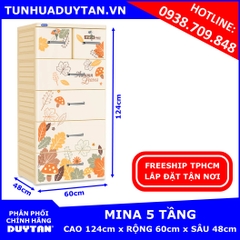 Tủ nhựa Duy Tân MINA 5 tầng màu Kem mẫu 2019