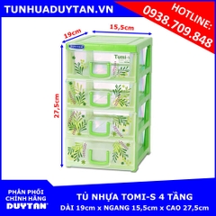 Tủ nhựa Duy Tân TOMI-S 4 tầng (LÁ)